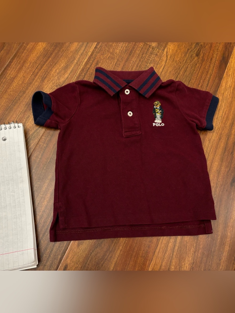 Ralph Lauren Football Polo Bear Maroon Collared Short Sleeve Polo